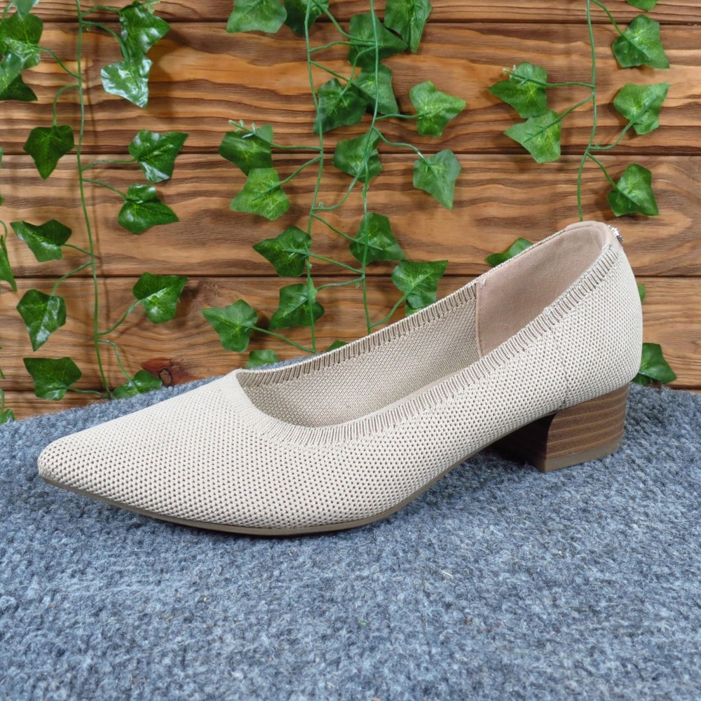 Anne Klein Akuniversal Womens Knit Pointed Toe Pump Size 6M Office Beige Textile